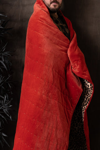 Image of the Leopard Love Print with Red Reversible Quilt