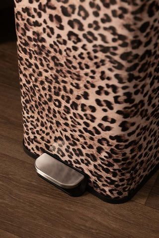 Close up of the Fabulous Leopard Print Pedal Bin, showing the pedal.