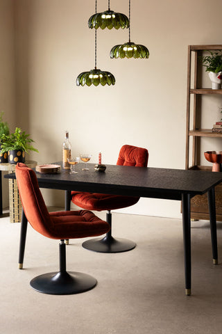 Image of the Leopard Print Black Wood 6 Seater Dining Table