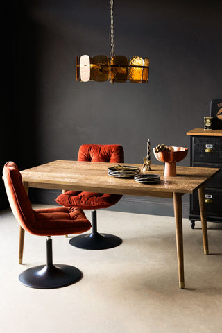 Image of the Leopard Print Natural Wood 6 Seater Dining Table