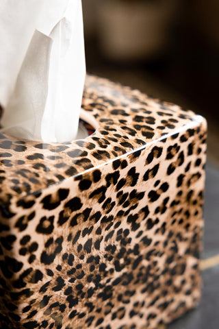 The side of the Leopard Print Tissue Box Holder. 