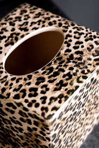 The top of the Leopard Print Tissue Box Holder. 