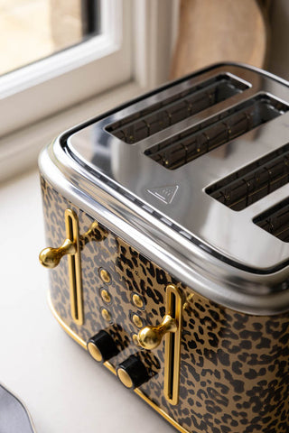 Close-up of the top of the Fabulous Leopard Print 4 Slice Toaster.