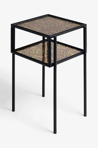 Image of the Leopard Print & Glass Bedside Table on a white background