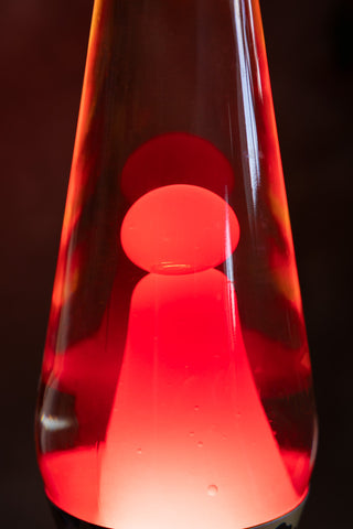 Detail of the red lava detailing on the Leopard Print & Red Lava Lamp. 