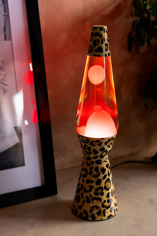 The red and white lava bubbles shown on the Leopard Print & Red Lava Lamp. 