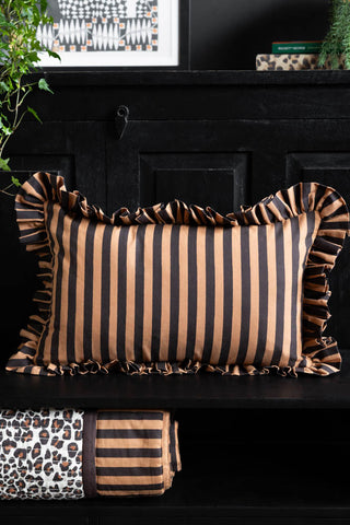 Image of the Leopard Print & Stripe Reversible Cushion