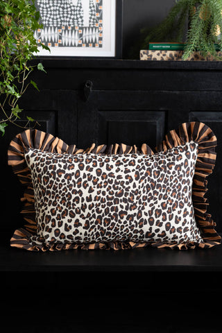 Image of the pattern on the Leopard Print & Stripe Reversible Cushion