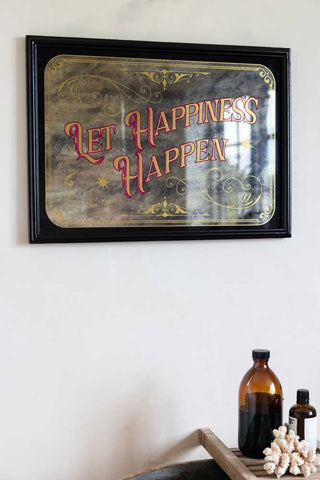 Lifestyle image of the Let Happiness Happen Mirror Wall Art