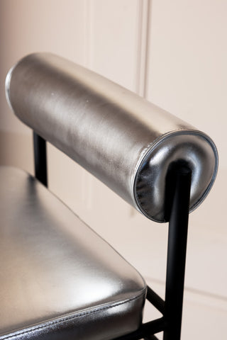 Image of the material on the Metallic Silver Roll Back Bar Stool