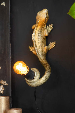 Detail image of the Gold Lizard Table/Wall Light
