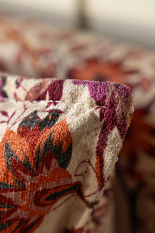 The corner of the cushioned headboard on the Lounge Lover Bed in Charleston Garden Velvet - Available in 2 Sizes. 