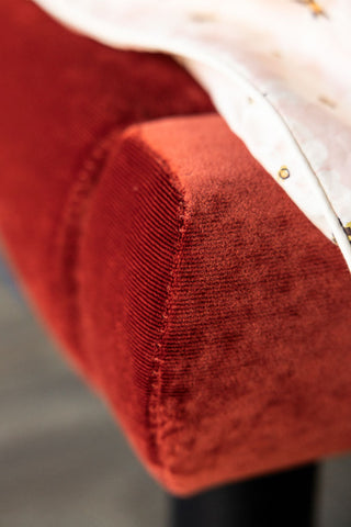 Close-up image of the Lounge Lover Bed in Luxe Needlecord Velvet Burnt Orange - Available In 3 Sizes