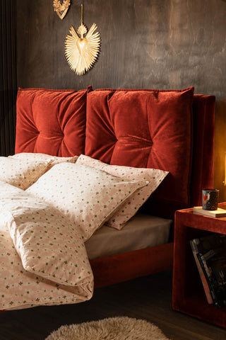 Detail image of the Lounge Lover Bed in Luxe Needlecord Velvet Burnt Orange - Available In 3 Sizes