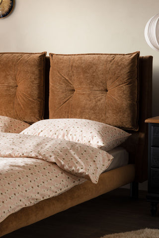 Close-up image of the Lounge Lover Bed in Luxe Needlecord Velvet - Antique Bronze - Available In 3 Sizes