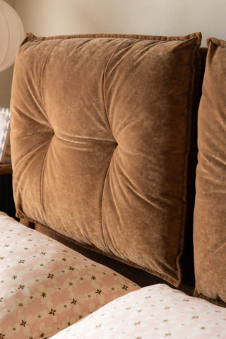 Detail image of the Lounge Lover Bed in Luxe Needlecord Velvet - Antique Bronze - Available In 3 Sizes