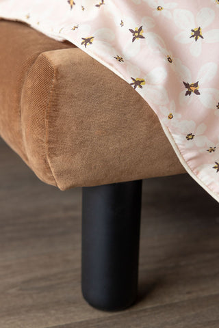 Image of the legs on the Lounge Lover Bed in Luxe Needlecord Velvet - Antique Bronze - Available In 3 Sizes