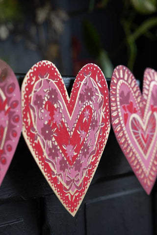 Close-up image of the Love Heart Concertina Paper Garland