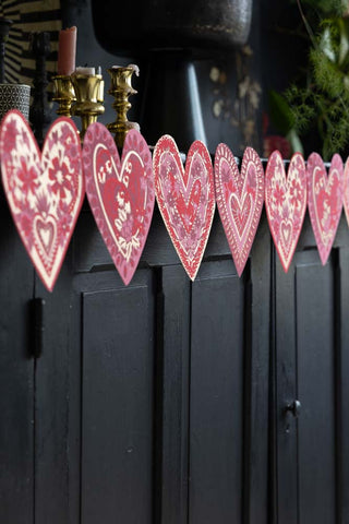 Image of the colours on the Love Heart Concertina Paper Garland