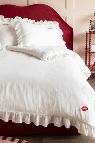 Image of the Love Note White Ruffled Bedding Set - Available In 4 Sizes