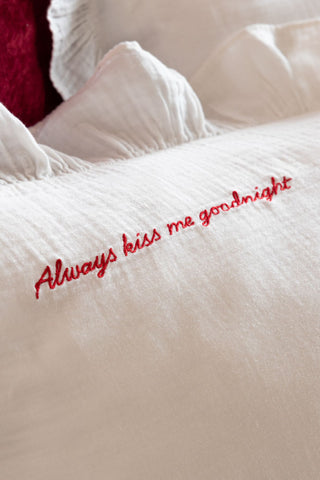 Image of the text on the Love Note White Ruffled Bedding Set - Available In 4 Sizes
