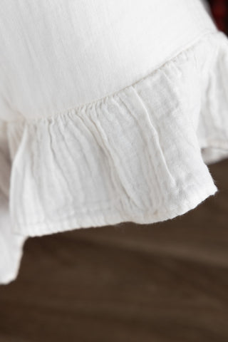 Image of the material on the Love Note White Ruffled Bedding Set - Available In 4 Sizes