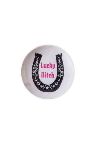 Image of the Lucky Bitch Decorative Wall Plate on a white background