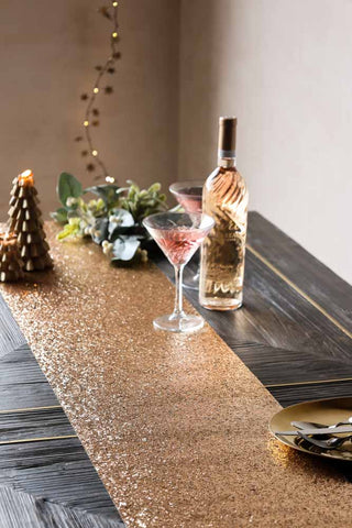 Lifestyle image of the Luxe Gold Glitter Table Runner