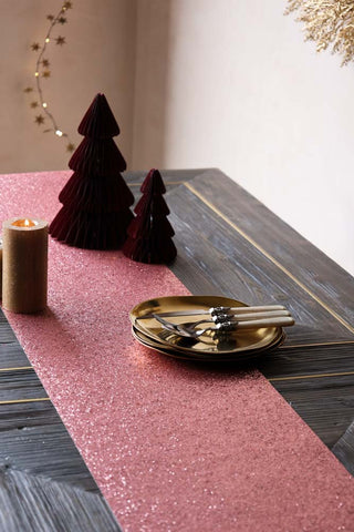 Lifestyle image of the Luxe Pink Glitter Table Runner