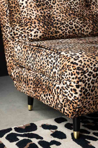 Detail image of the Mabel Large 2 Seater Sofa Bed in Leopard Love Velvet