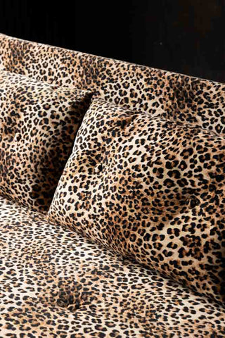 Close-up image of the Mabel Large 2 Seater Sofa Bed in Leopard Love Velvet