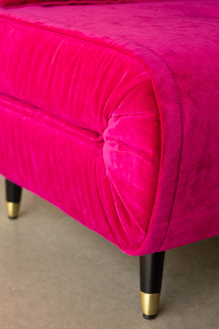 Detail image of the Mabel Large 2 Seater Sofa Bed in Luxe Needlecord Velvet Harry's Pink