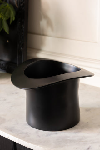 The Matte Black Top Hat Wine Cooler, shown empty. 