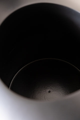 The black finish inside of the Matte Black Top Hat Wine Cooler. 