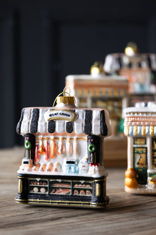 Image of the Meat Trader Glass Christmas Tree Decoration with other decorations