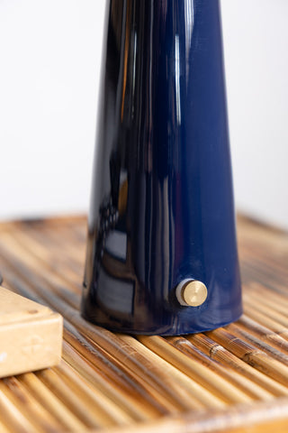 Detail image of the Metal Fluted Tan & Navy Rechargeable Table Lamp