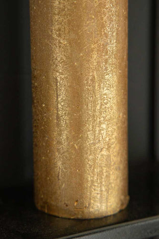 Close-up image of the Metallic Gold Shimmer Pillar Candle - Medium