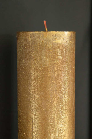 Detail image of the Metallic Gold Shimmer Pillar Candle - Medium