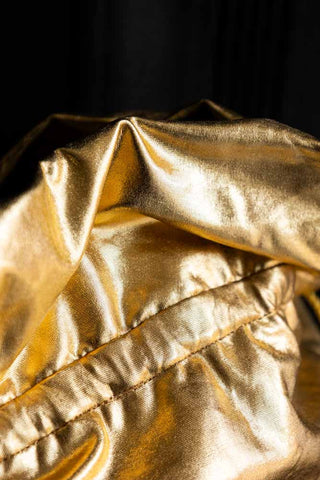 Image of the material on the Metallic Gold & Silver Star Christmas Sack