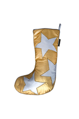 Image of the Metallic Gold & Silver Star Christmas Stocking on a white background