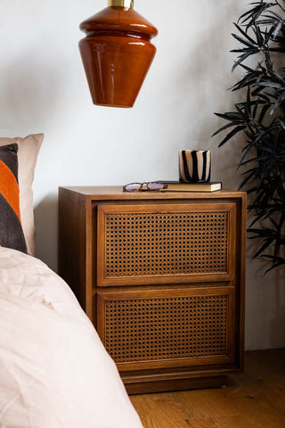 Image of the Mid-Century Rattan Bedside Table