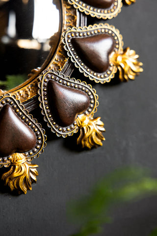 Detail image of the Milagro Heart Round Convex Mirror