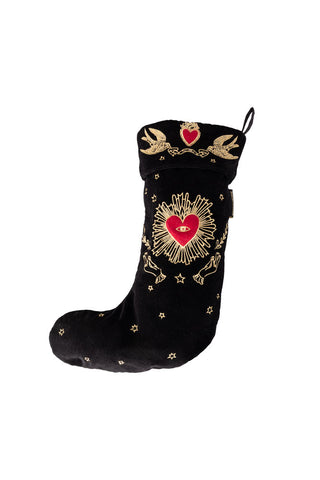 Image of the Milagro Red & Gold Embroidered Christmas Stocking on a white background
