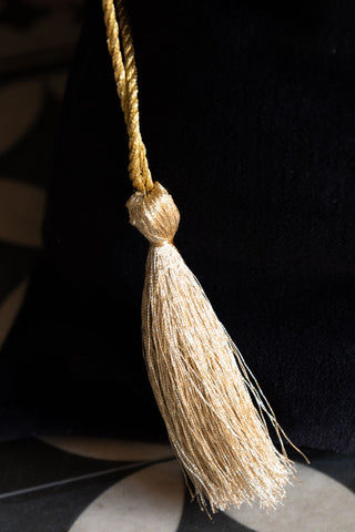 Image of the tassel on the Milagro Red & Gold Embroidered Christmas Sack