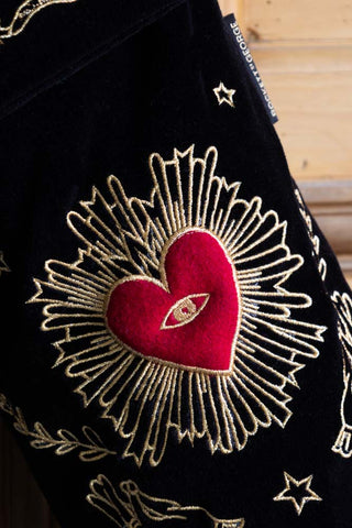 Detail image of the Milagro Red & Gold Embroidered Christmas Stocking