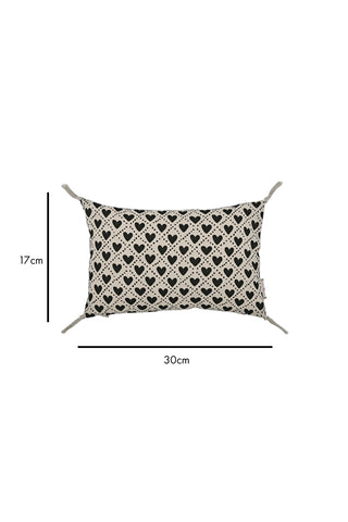 Dimension image of the Mini Monochrome Heart Cotton Cushion