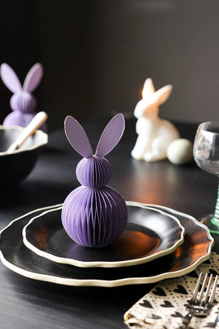 Lifestyle image of the Mini Violet Easter Bunny Honeycomb Decoration