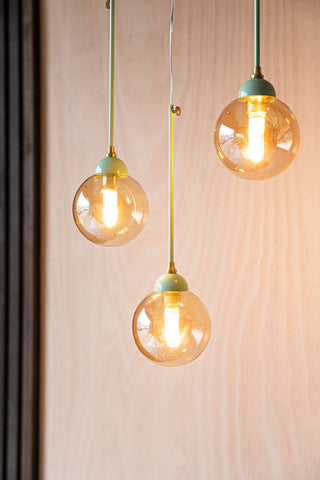 Detail image of the Mint Green Glass Dome Metal Ceiling Light on
