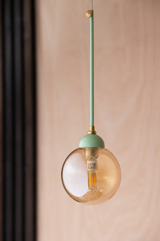 Lifestyle image of the Mint Green Glass Dome Metal Ceiling Light