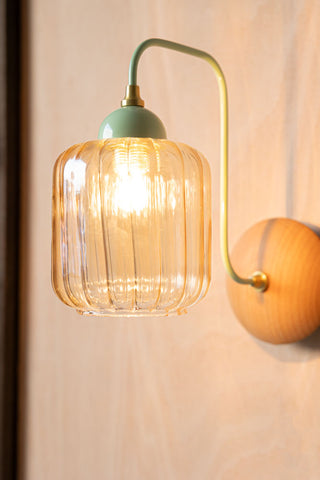 Image of the Mint Green Metal & Ribbed Glass Wall Light on